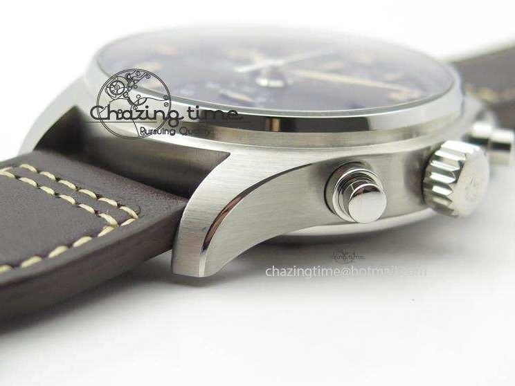 MIROTIME 0216 Pilot Chrono SS IW387808 CF3 ZF 1:1 Best Edition On Brown Leather Strap A Soft 7328